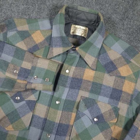 Pendleton Other - VTG 70s Pendleton High Grade Western Wear Shirt Mens M Pearl Snap Wool READ